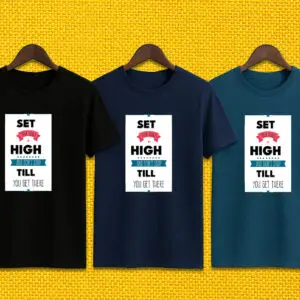 Set Your Goals High Half Sleeve Round Neck Cotton T-Shirt