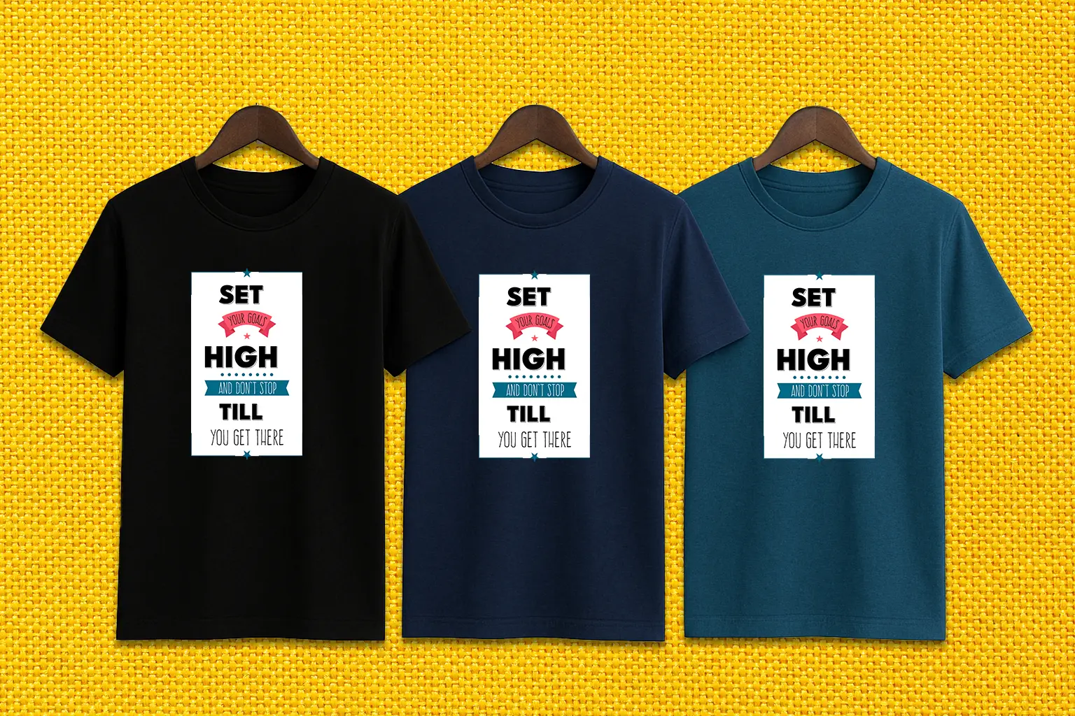 Set Your Goals High Half Sleeve Round Neck Cotton T-Shirt